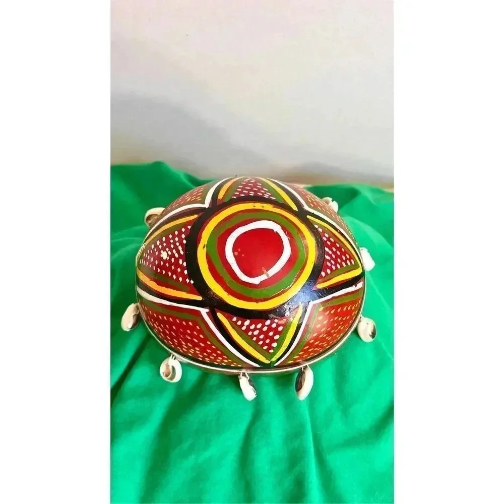 Vintage Set of 3 Wall Hanging Bowls Gourd Colorful handpainted Aztec Tribal Them